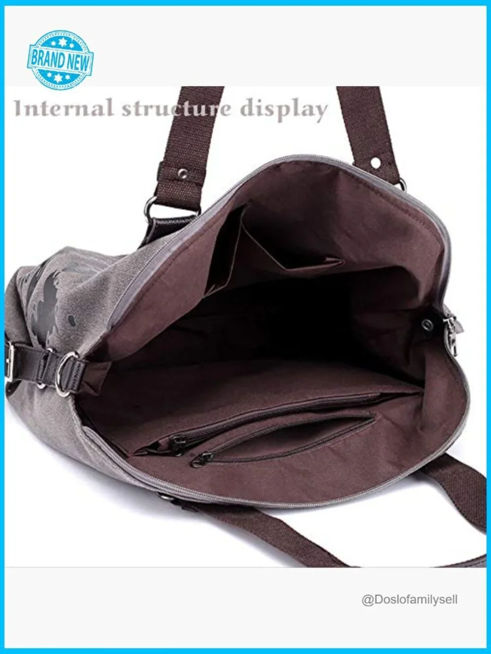 Vintage Hobo Canvas Tote Bag Spacious Daily Shopper with Adjustable Strap